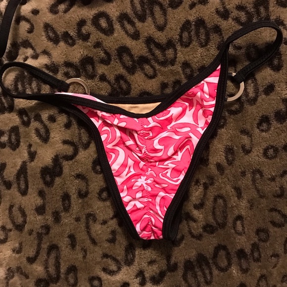 Micro Scrunch Bum Bikini in Pink and Black - Picture 3 of 5